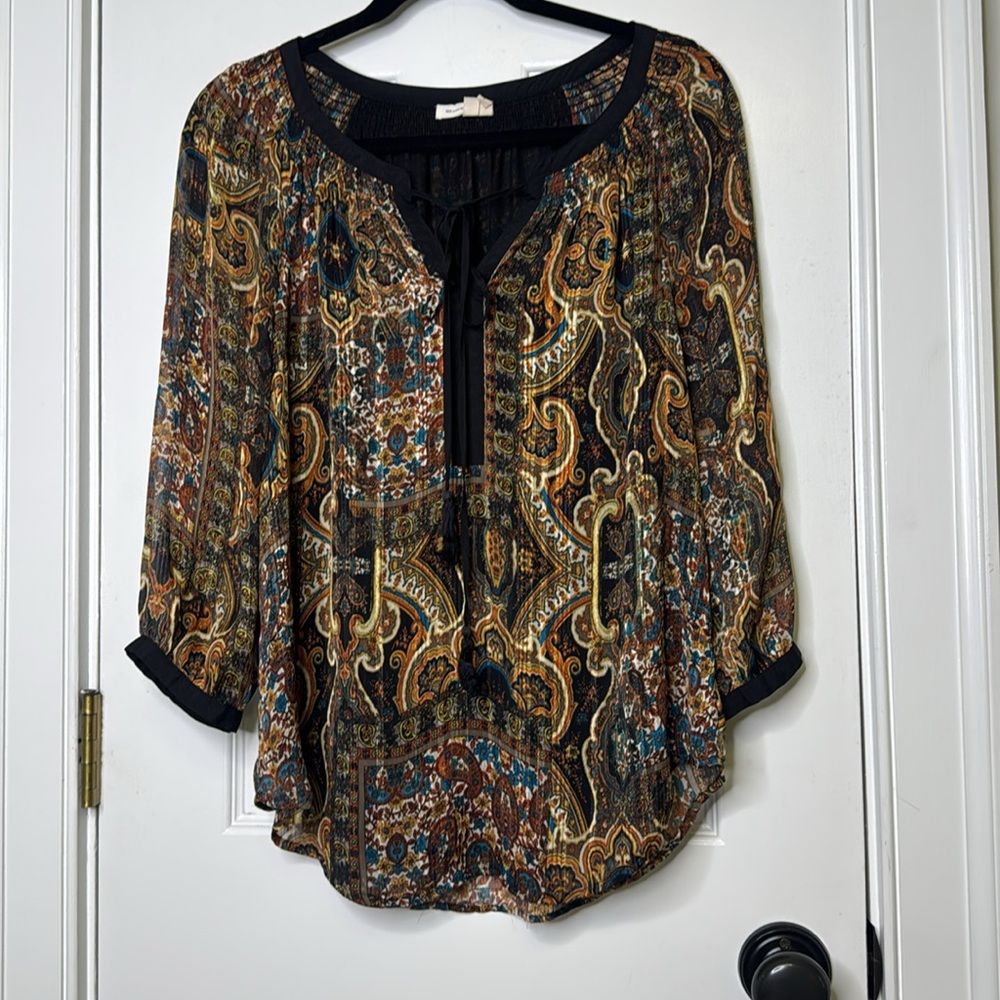 Anthropologie Meadow Rue Small Multicolor Paisley Peasant Blouse - Picture 4 of 9